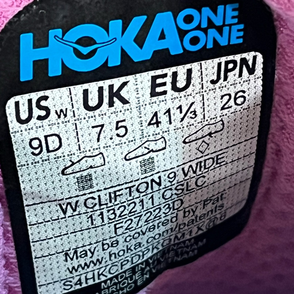 Hoka Clifton 9 WIDE Running Shoes. Women’s Size 9D Color Pink - Picture 8 of 10